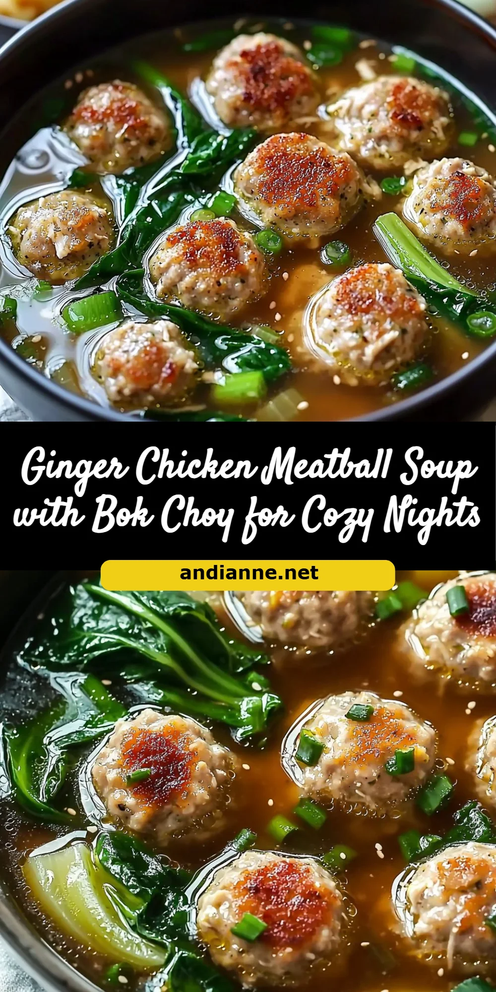 Ginger Chicken Meatball Soup with Bok Choy for Cozy Nights