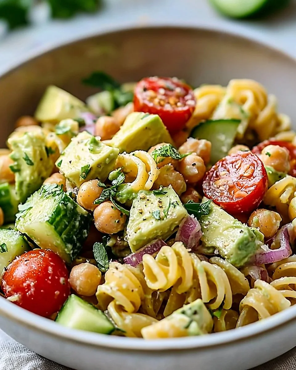 High Protein Vegan Avocado Pasta Salad