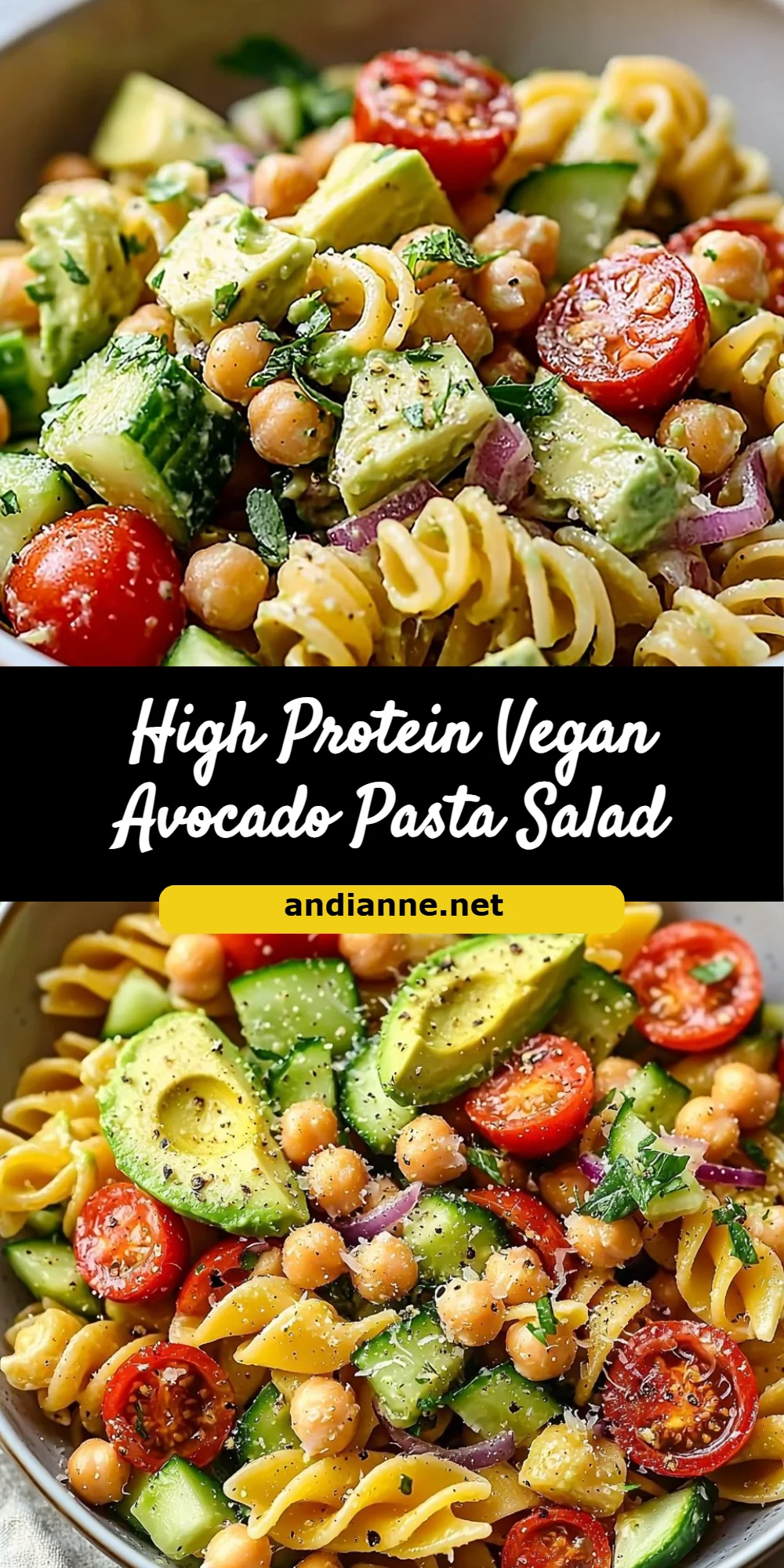 High Protein Vegan Avocado Pasta Salad