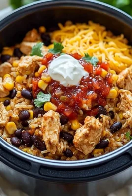 Instant Pot chicken burrito bowls with rice, beans, and fresh toppings