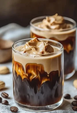 Delicious Peanut Butter Cream Cold Brew coffee drink in a glass