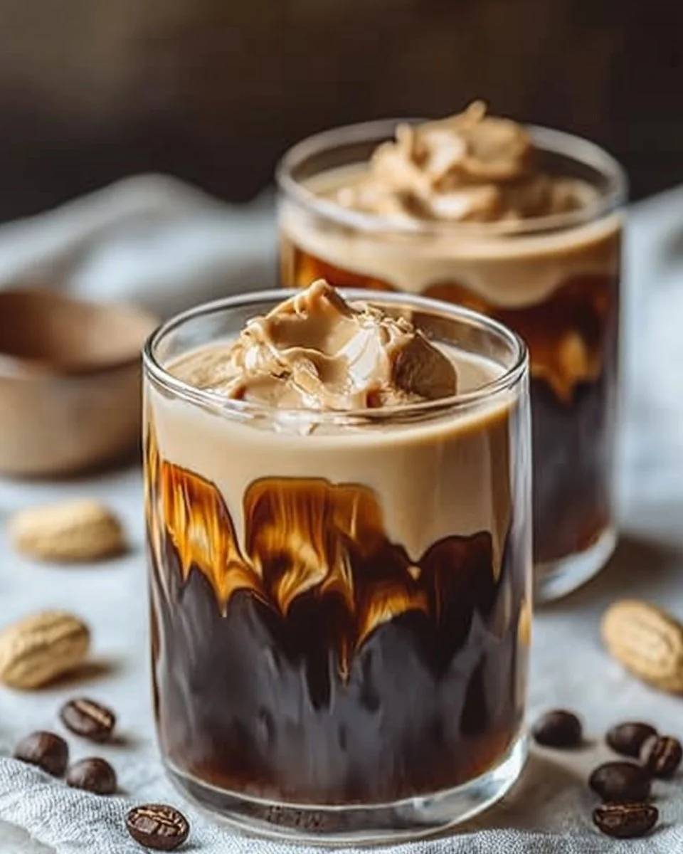 Delicious Peanut Butter Cream Cold Brew coffee drink in a glass