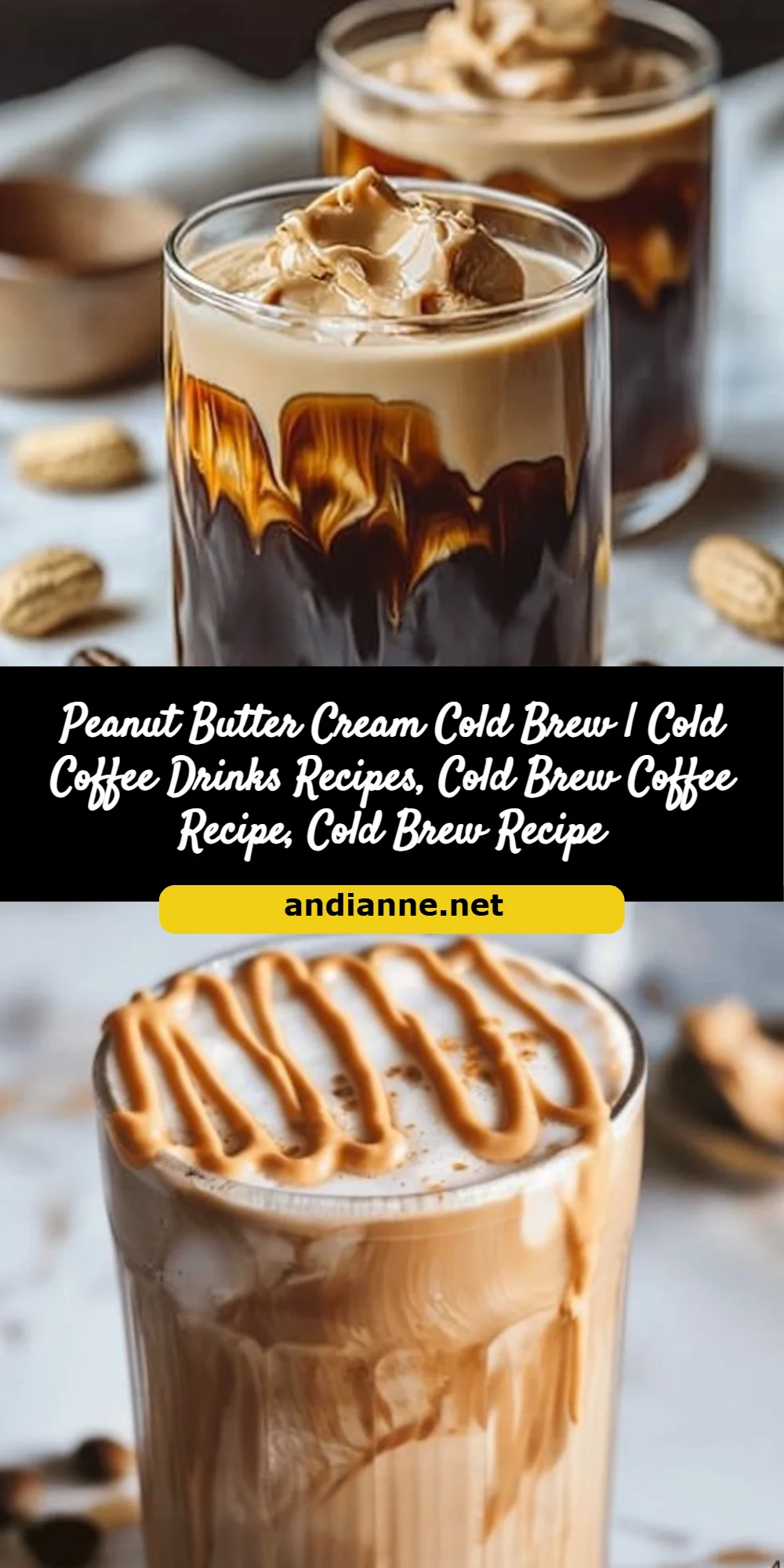 Peanut Butter Cream Cold Brew | Cold Coffee Drinks Recipes, Cold Brew Coffee Recipe, Cold Brew Recipe