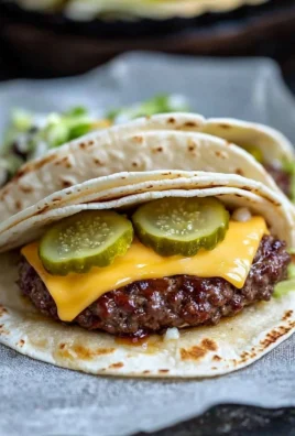 Delicious Smash Burger Taco topped with savory burger sauce.