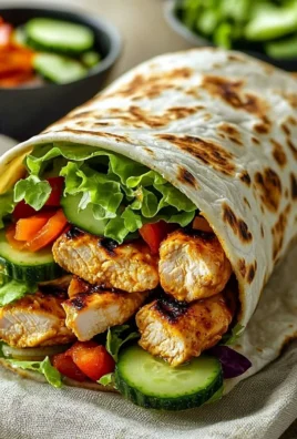Sweet Chili Chicken Wraps with fresh veggies and grilled chicken in tortilla